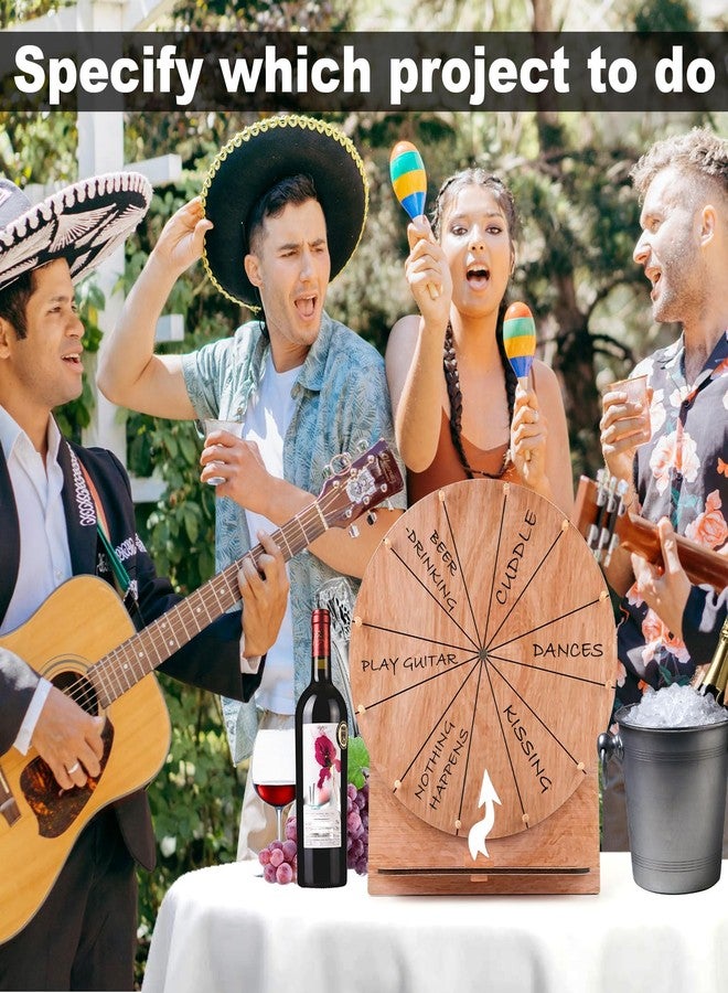 NQEUEPN 11.4 Inch Wedding Game Spinning Wheel, Wooden Prize Tabletop Spinner Erasable Raffle Spin The Wheel Game with Stand Roulette Wheel for Wedding Engagement Party School Family Games Baby Shower - Image 4